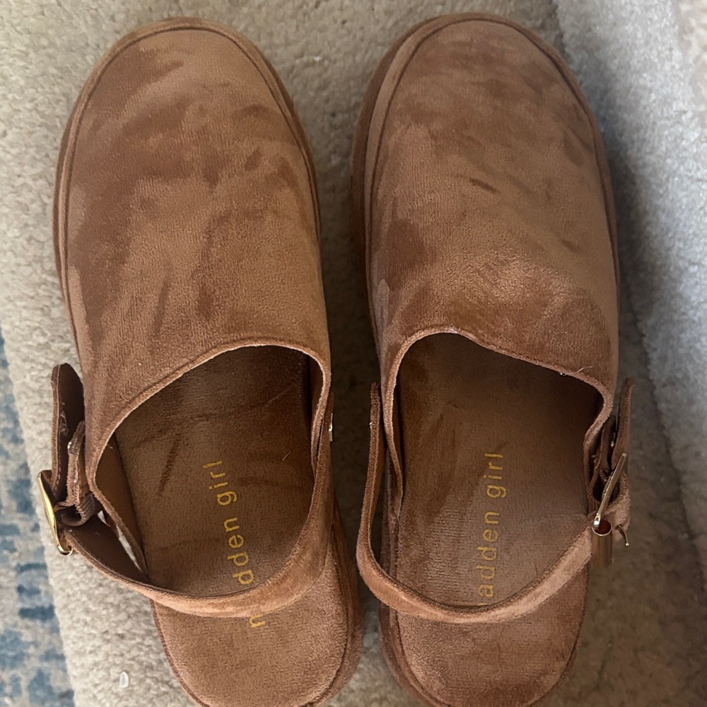 Madden Girl Tan Loafers with Buckle Detail